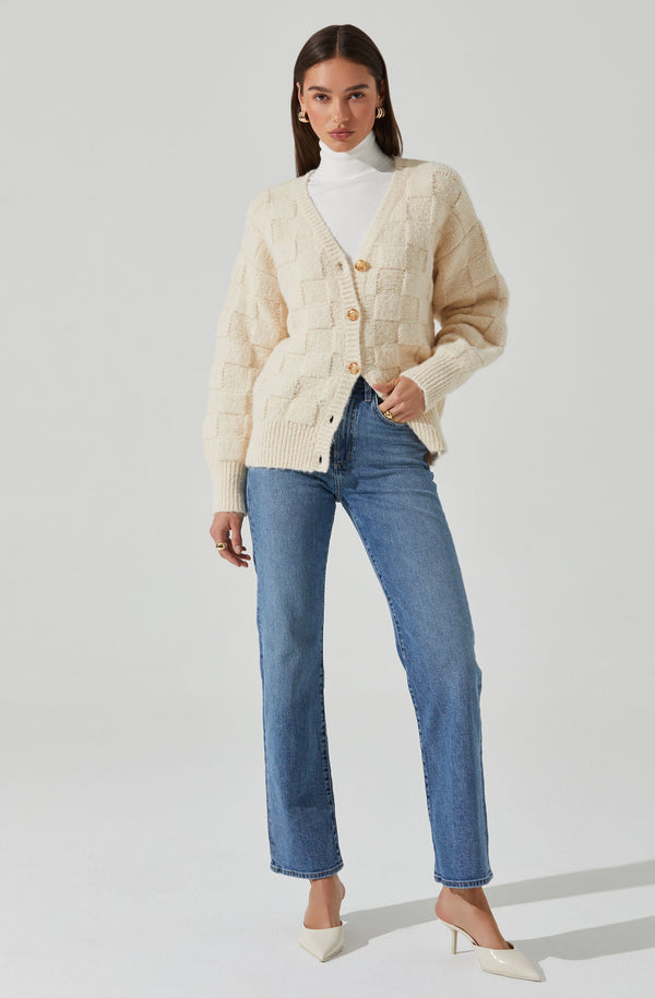 Astr The Label Quinby Checkered Cardigan