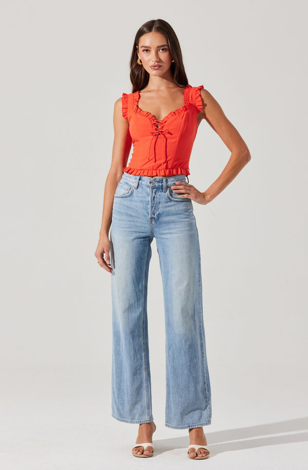 Astr The Label Raelyn Ruffle Trim Corset Top
