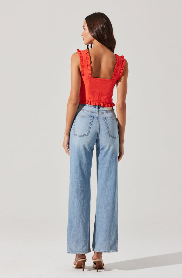 Astr The Label Raelyn Ruffle Trim Corset Top