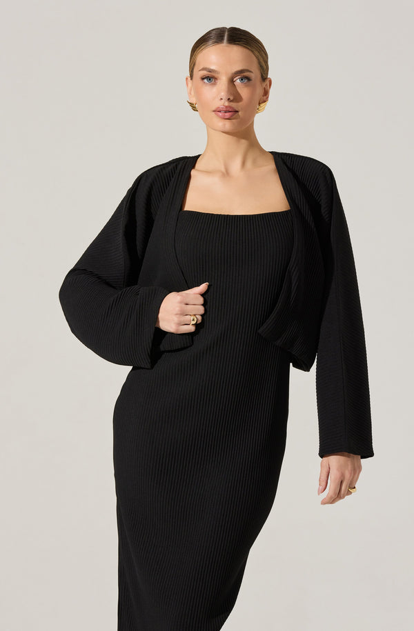 Astr The Label Ribbed Midi Dress & Shrug Set