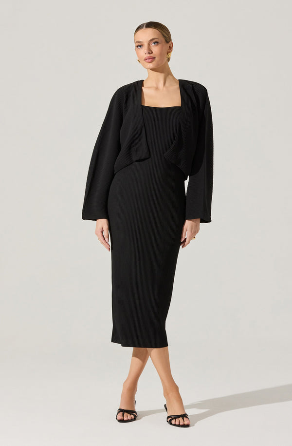 astr the label Ribbed Midi Dress & Shrug Set