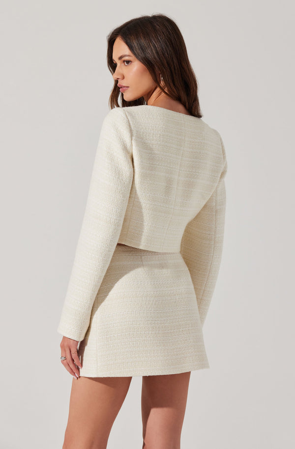 Astr The Label Rosario Tweed Cropped Jacket