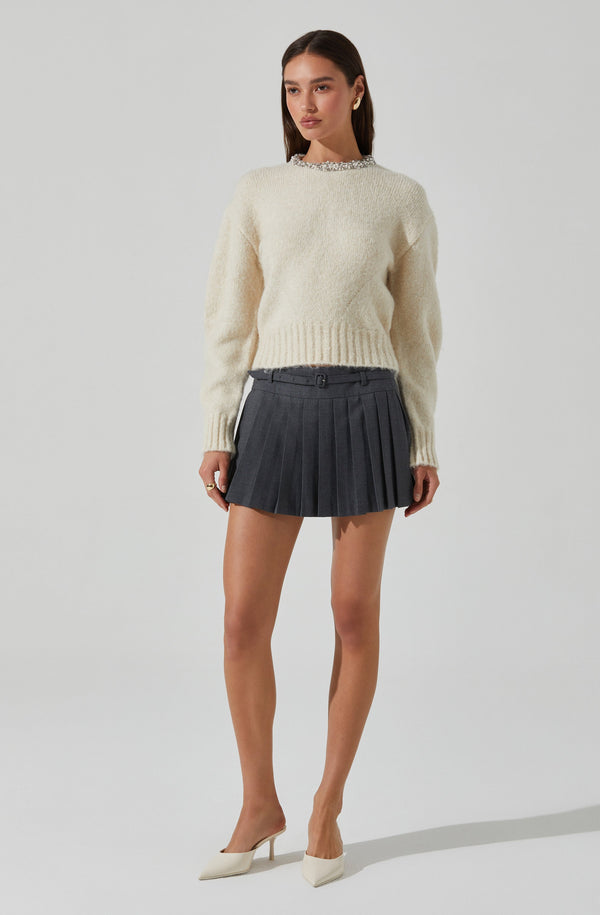 Astr The Label Rowyn Embellished Collar Sweater
