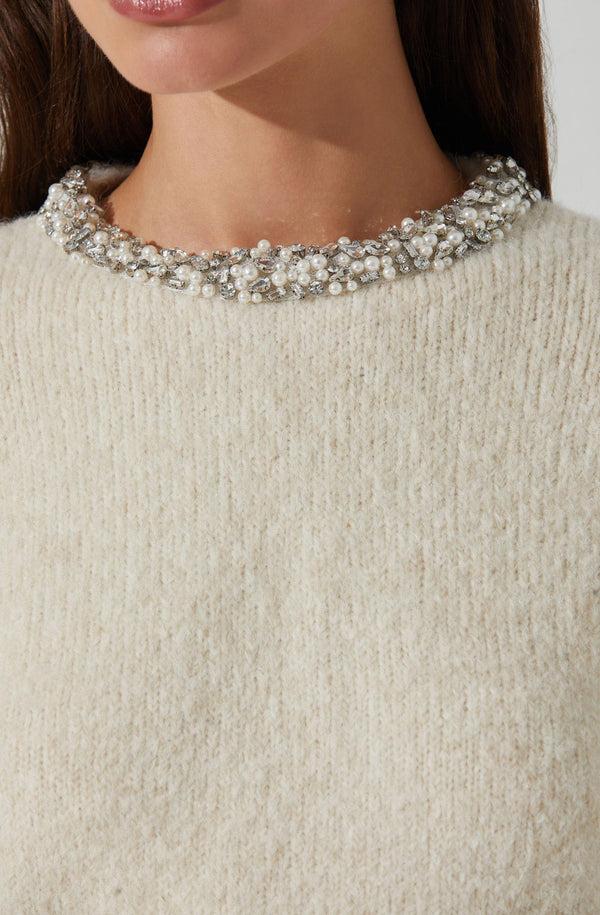 Astr The Label Rowyn Embellished Collar Sweater