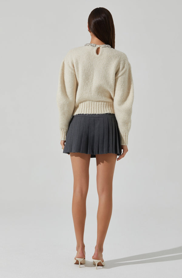 Astr The Label Rowyn Embellished Collar Sweater