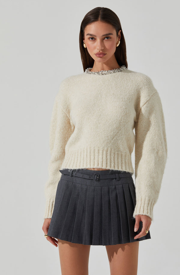 astr the label Rowyn Embellished Collar Sweater