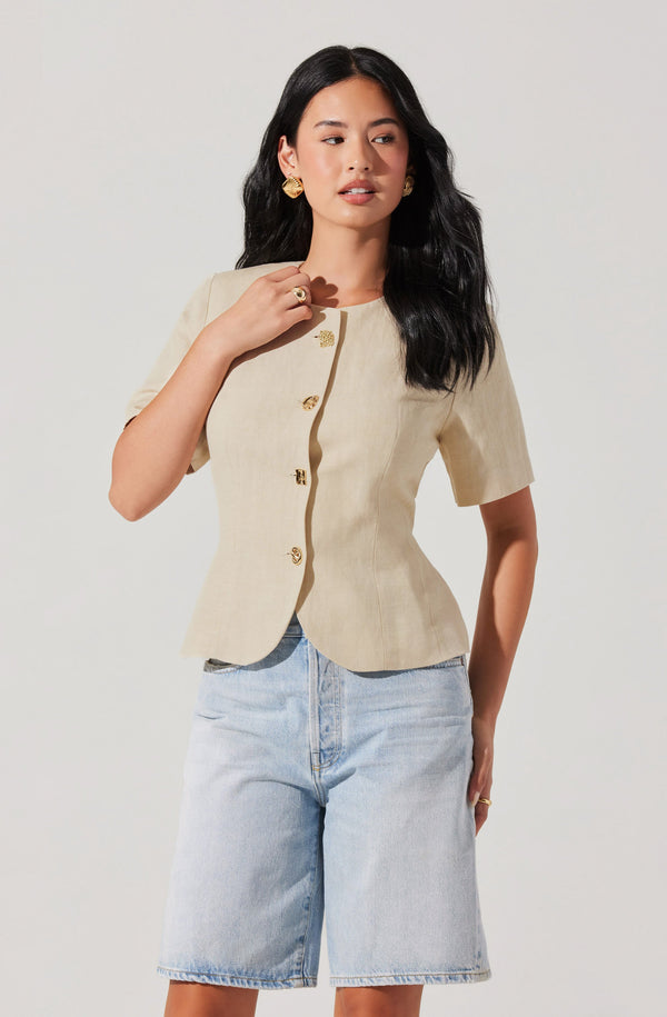 Astr The Label Saige Cutaway Linen Blend Jacket