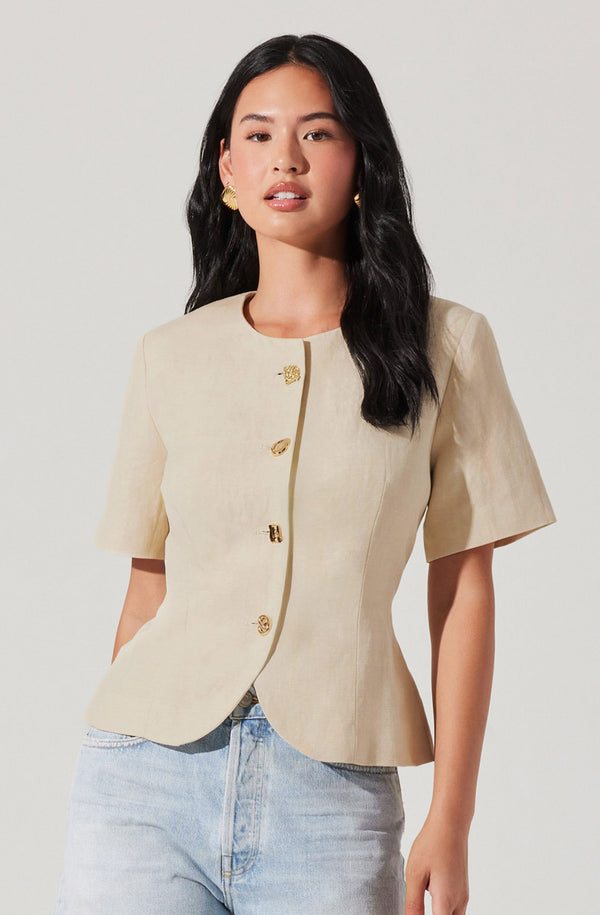 Astr The Label Saige Cutaway Linen Blend Jacket
