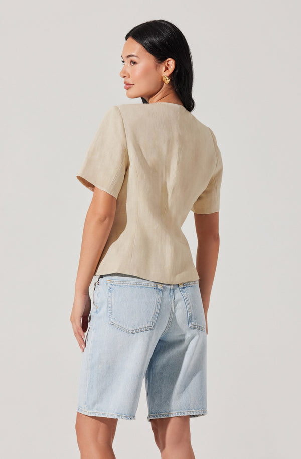 Astr The Label Saige Cutaway Linen Blend Jacket