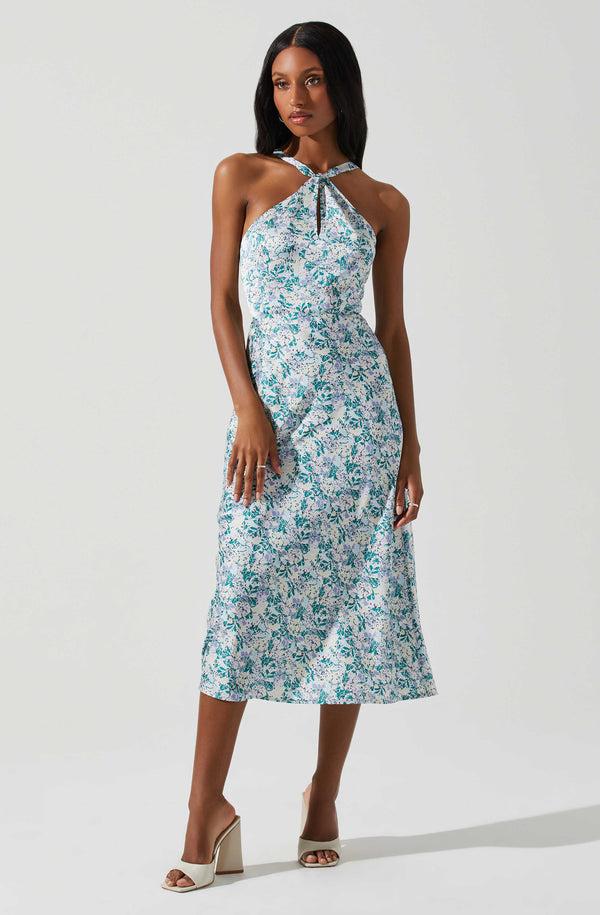 Astr The Label Sandrine Floral Halter Midi Dress