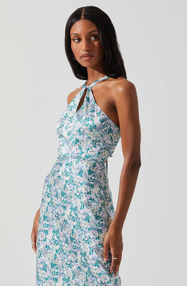 Astr The Label Sandrine Floral Halter Midi Dress