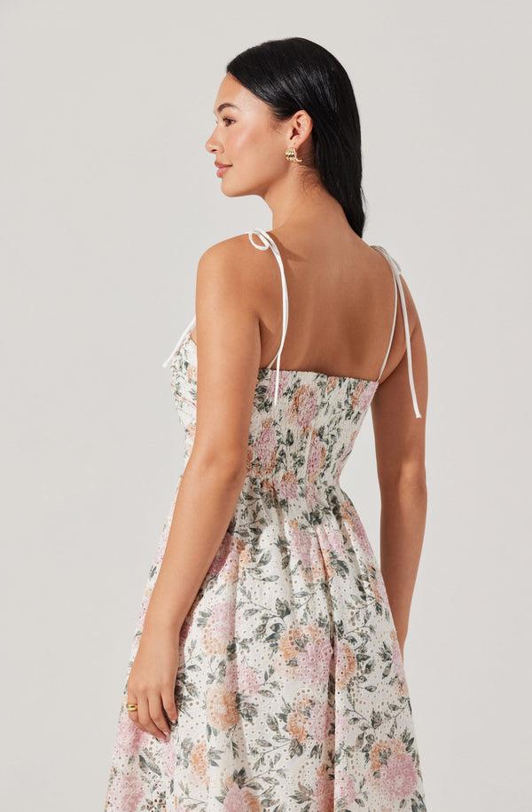 Astr The Label Sariah Pleated Eyelet Midi Dress