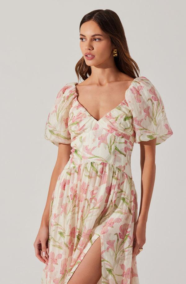 Astr The Label Sasilia Floral Puff Sleeve Dress
