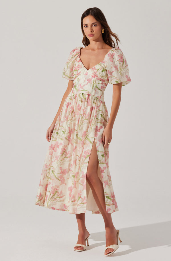 astr the label Sasilia Floral Puff Sleeve Dress