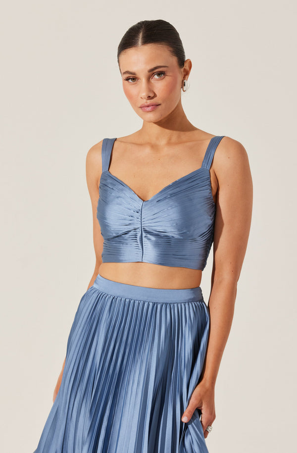 astr the label Satin Pleated Crop Top