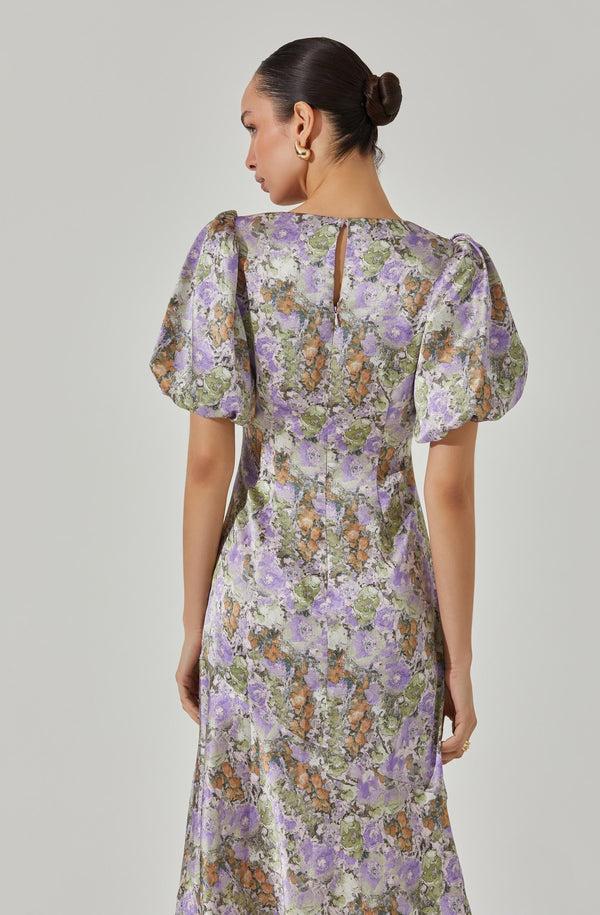 Astr The Label Satin Puff Sleeve Dress