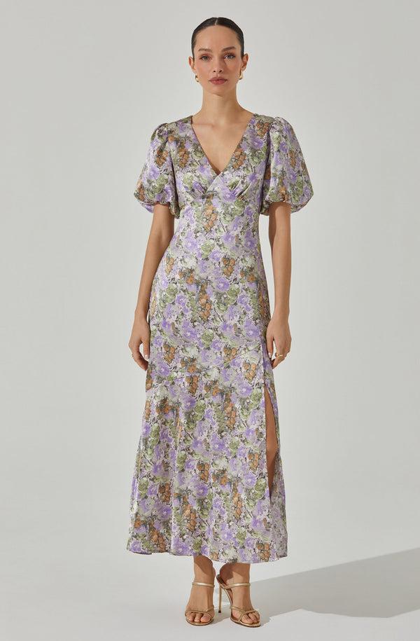 Astr The Label Satin Puff Sleeve Dress