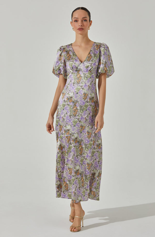 astr the label Satin Puff Sleeve Dress