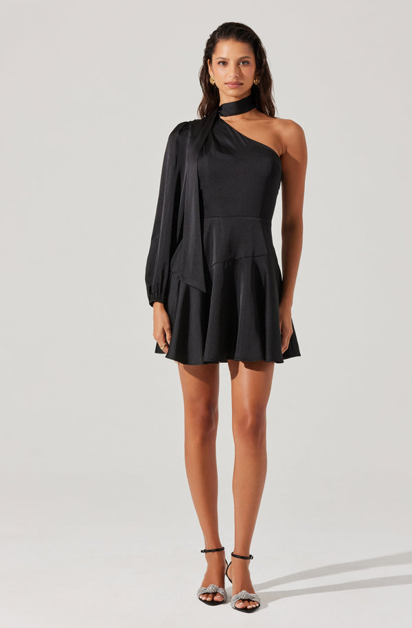 Astr The Label Satin Scarf Mini Skater Dress