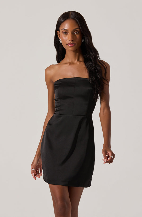 Astr The Label Satin Strapless Mini Dress