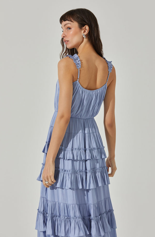 Astr The Label Satin Tiered Midi Dress