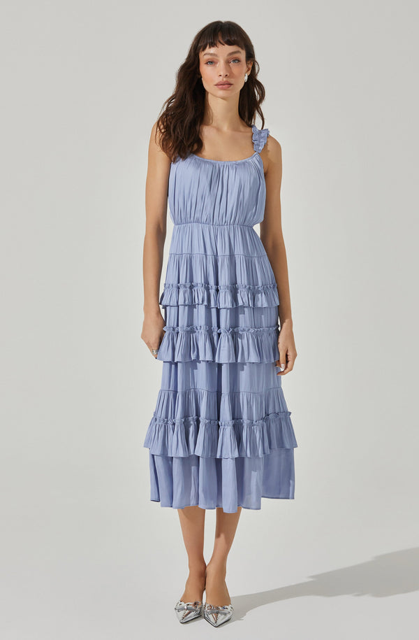 astr the label Satin Tiered Midi Dress