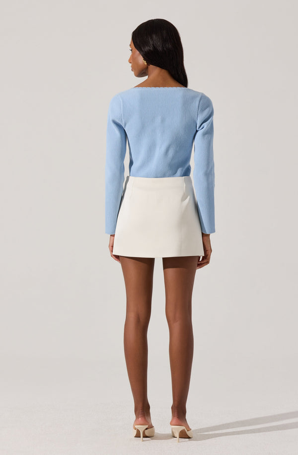 Astr The Label Scallop Trim Ribbed Knit Top