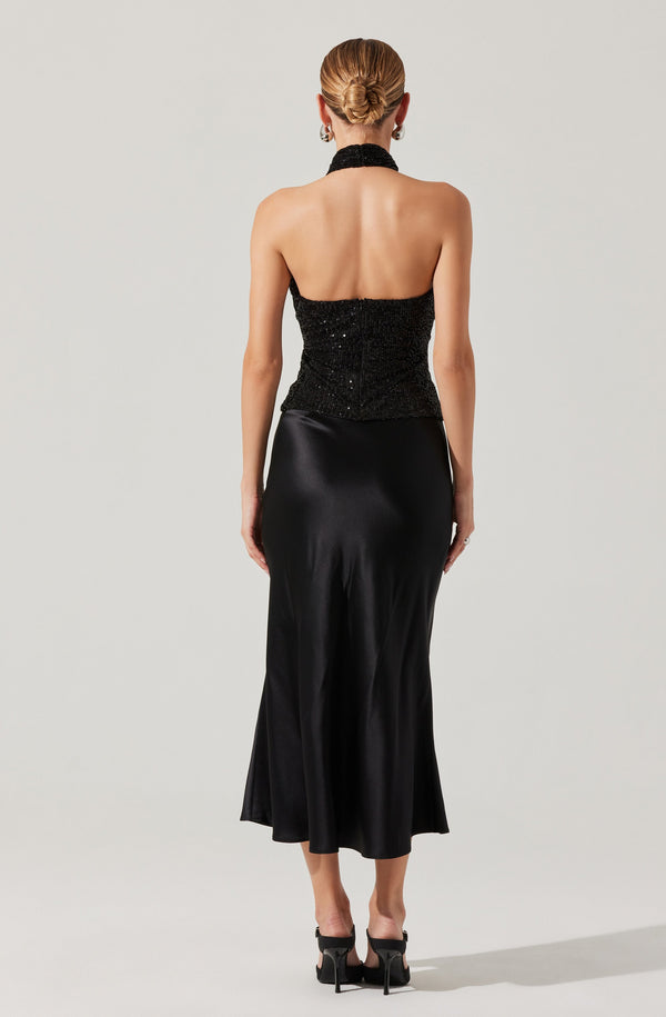 Astr The Label Sequin Crossover Halter Top