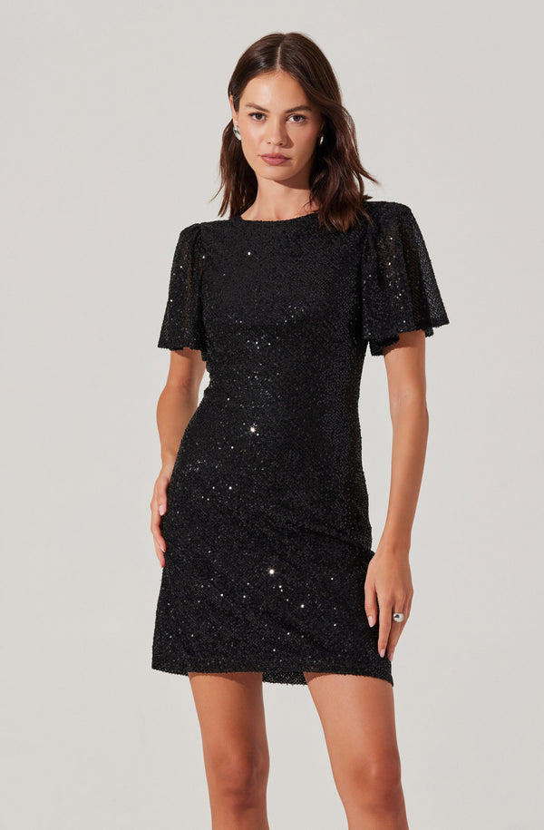 Astr The Label Sequin Flutter Sleeve Mini Dress