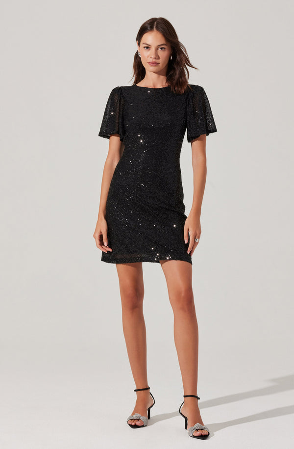 Astr The Label Sequin Flutter Sleeve Mini Dress
