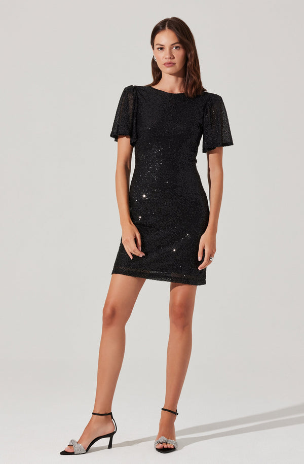 astr the label Sequin Flutter Sleeve Mini Dress