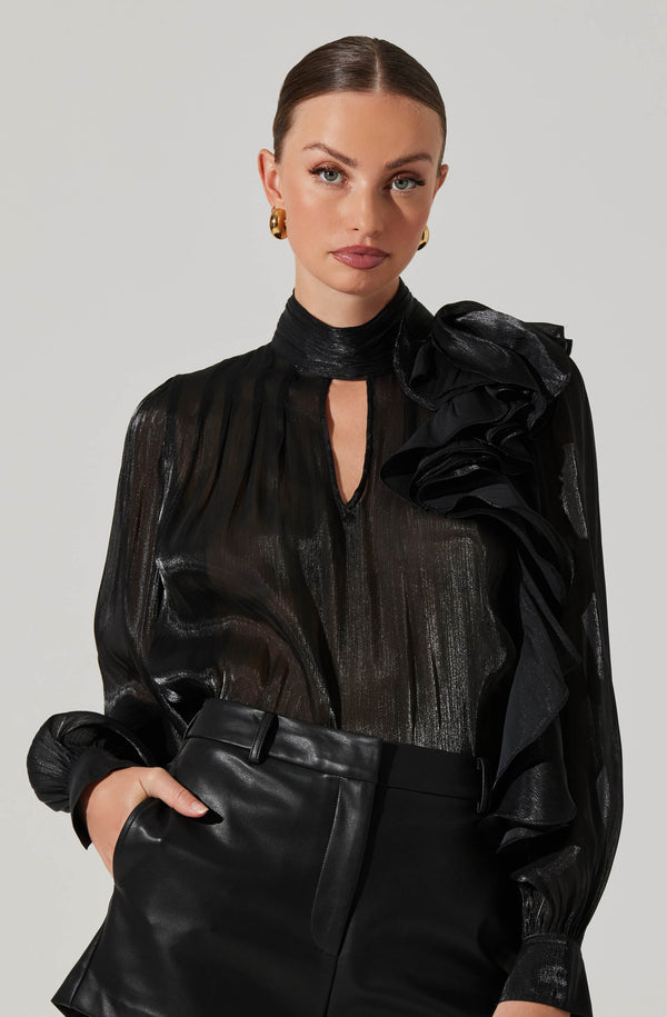 astr the label Seren Shimmer Ruffle Detail Top
