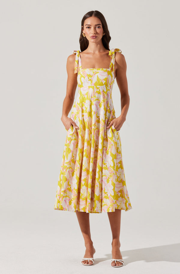 Astr The Label Shiann Print Midi Dress