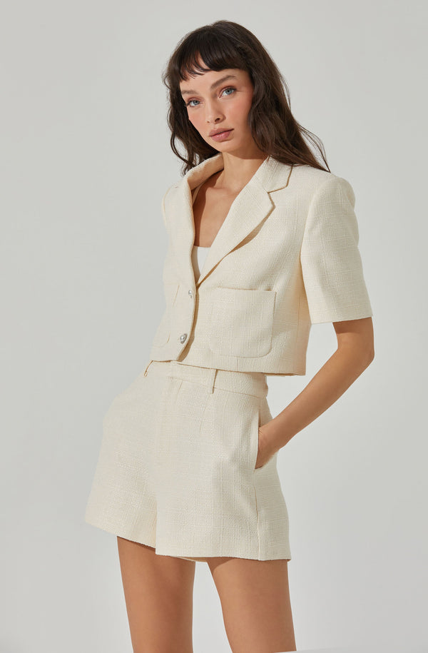 Astr The Label Siarah Tweed Cropped Jacket