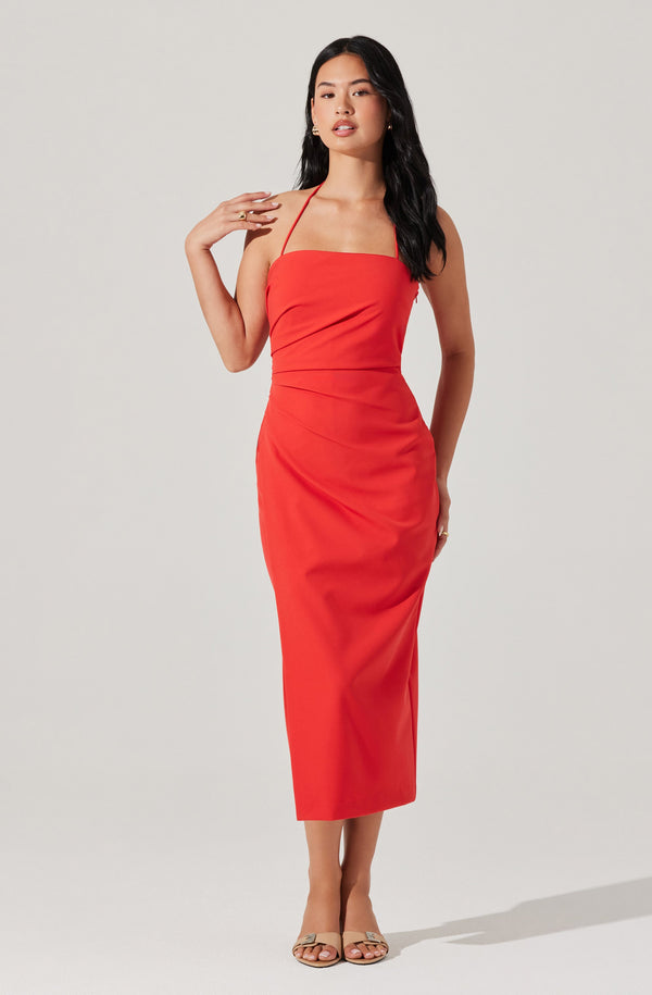 Astr The Label Siena Halter Neck Midi Dress
