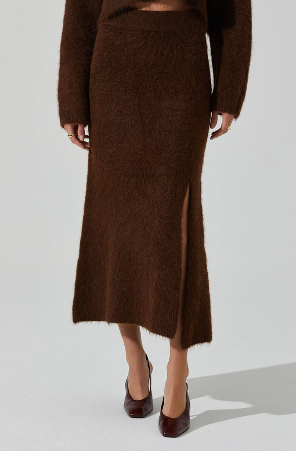 Astr The Label Sinisa Brushed Wool Midi Skirt