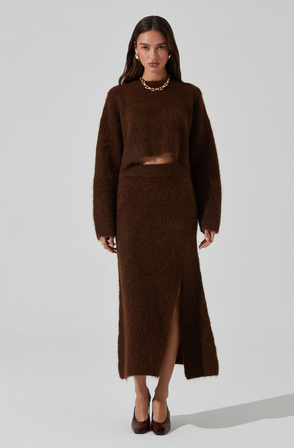 Astr The Label Sinisa Brushed Wool Midi Skirt