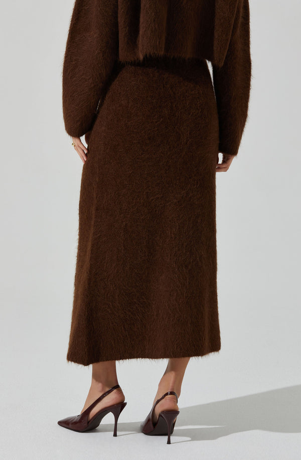 Astr The Label Sinisa Brushed Wool Midi Skirt