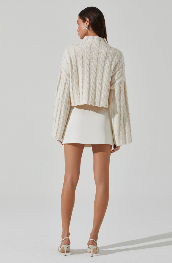 Astr The Label Sloan Cropped Cable Knit Sweater
