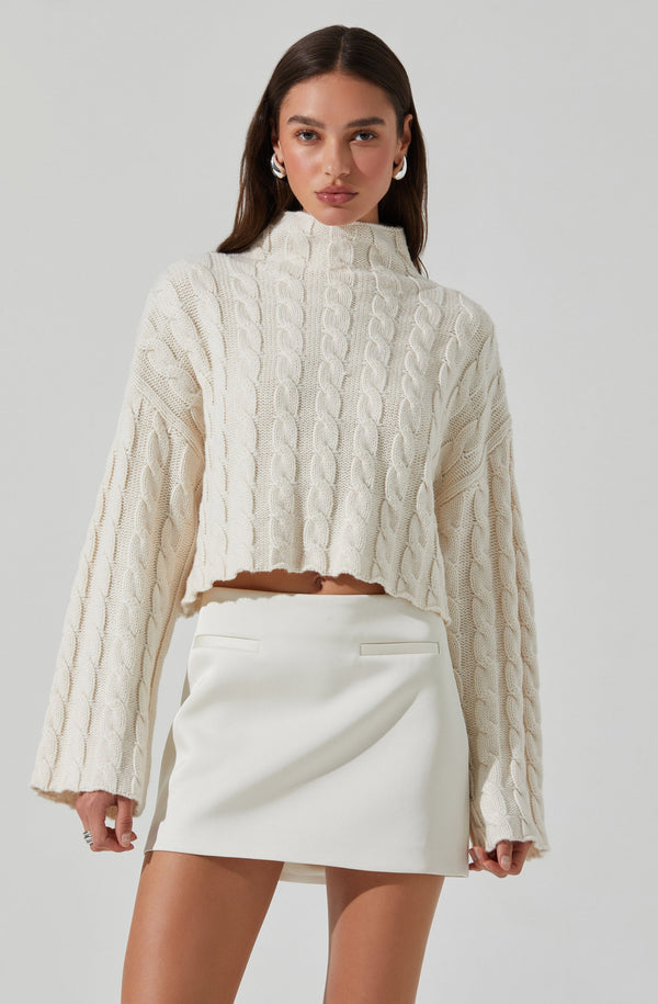 astr the label Sloan Cropped Cable Knit Sweater