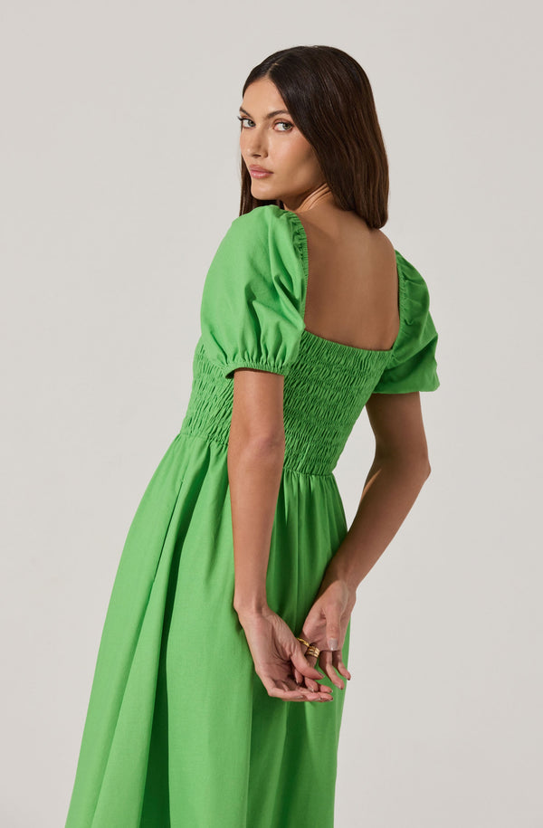 Astr The Label Smocked Bow Midi Dress