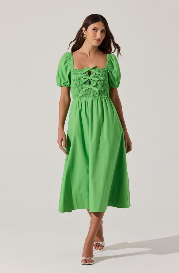 astr the label Smocked Bow Midi Dress