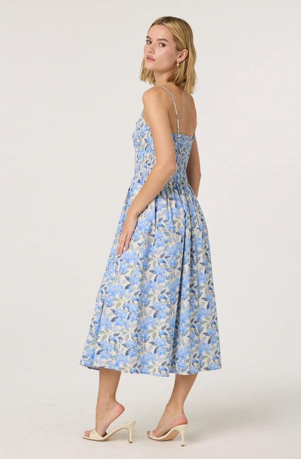 Astr The Label Smocked Floral Midi Dress
