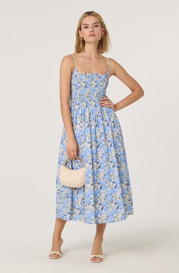 astr the label Smocked Floral Midi Dress