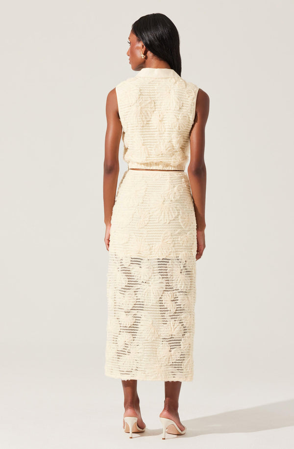 Astr The Label Sol Textured Floral Knit Midi Skirt