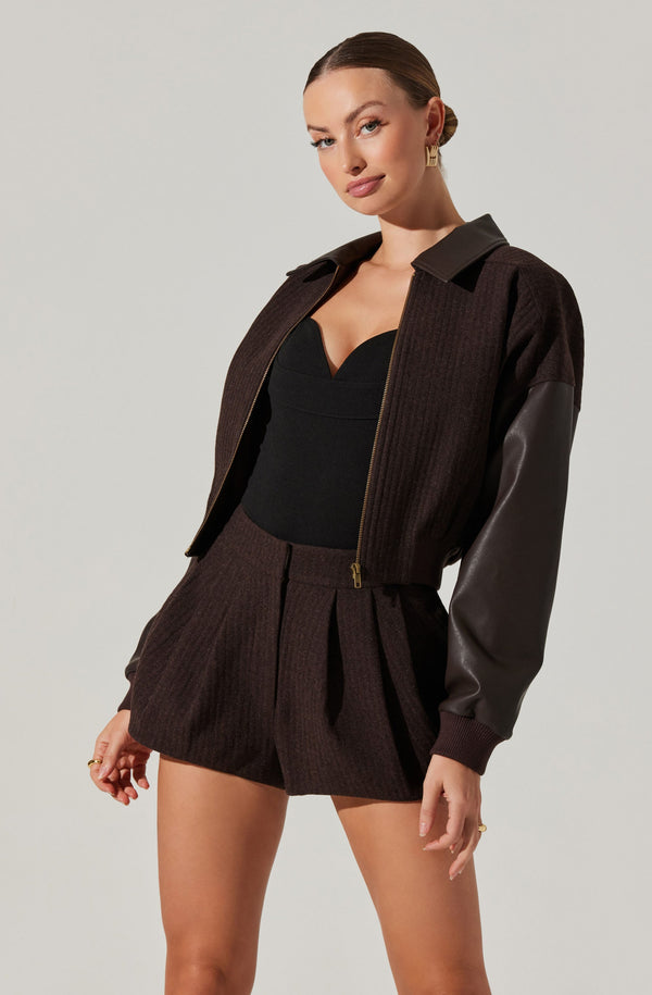 Astr The Label Sorine Mixed Media Bomber Jacket