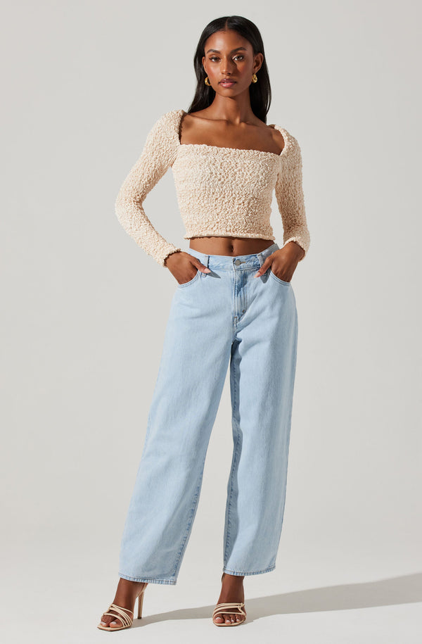 Astr The Label Sorrel Cropped Long Sleeve Top