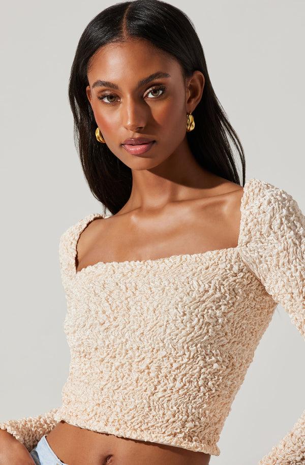 Astr The Label Sorrel Cropped Long Sleeve Top