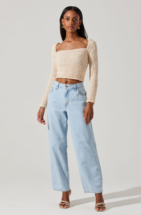 Astr The Label Sorrel Cropped Long Sleeve Top