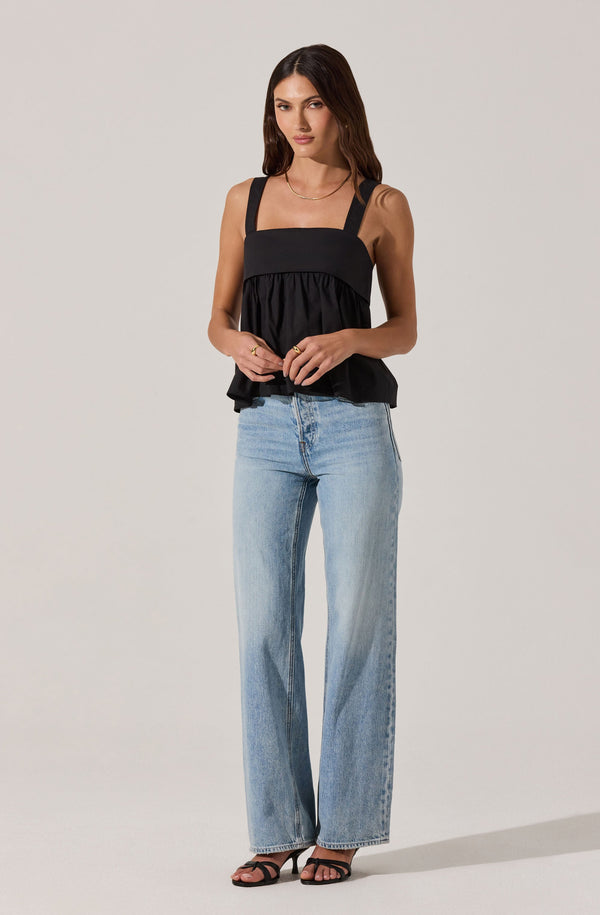 Astr The Label Square Neck Babydoll Top